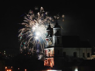 The fireworks and light in Vilnius