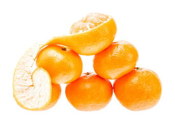 Mandarin citrus isolated tangerine mandarine orange in heap on w