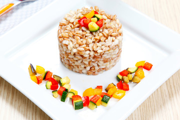 barley and emmer with vegetables