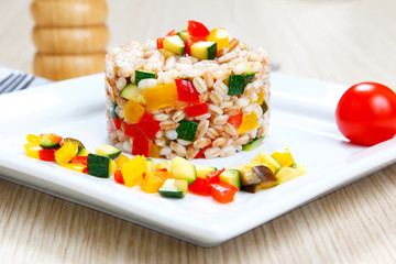 barley and emmer with vegetables