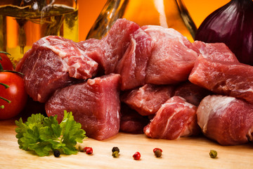 Fresh raw pork on cutting board