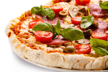 Pizza on white background