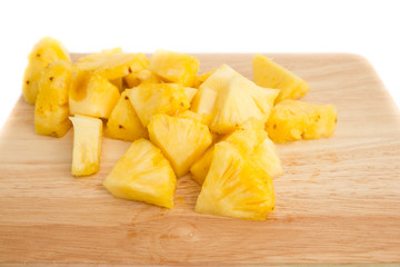 Pineapple slices on the wooden