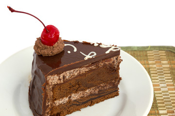 Chocholate cake isolated on white background