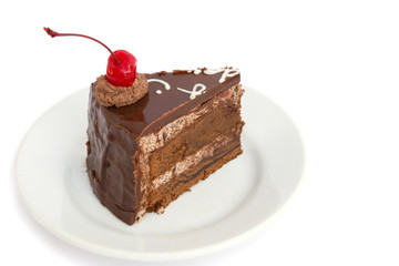 Chocholate cake isolated on white background