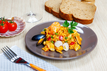 Risotto with shellfish, paella
