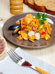 Risotto with shellfish, paella