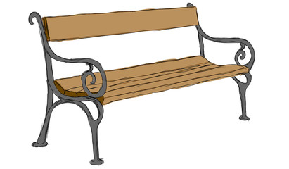 Vector hand drawn wooden bench