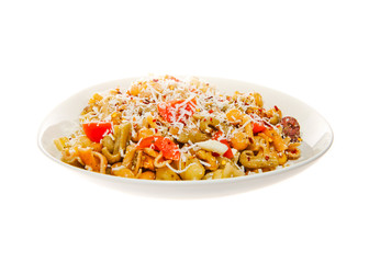 Pasta Salad with Olive oil pesto sauce and spices
