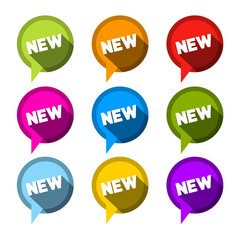 Flat Design Vector Stickers - Labels Set with New Title