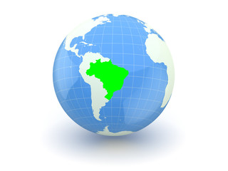 Globe. 3d. Brazil.