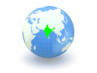 Globe. 3d. India.