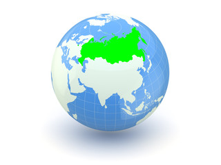 Fototapeta na wymiar Globe. 3d. Russia.