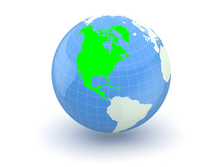 Fototapeta na wymiar Globe. 3d. North America.