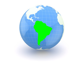 Globe. 3d. South America.