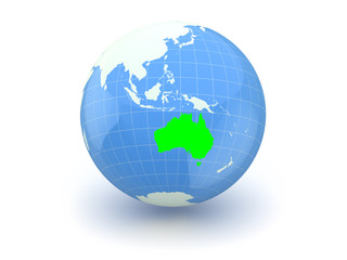 Globe. 3d. Australia.