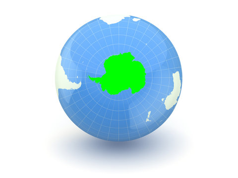 Globe. 3d. Antarctica.