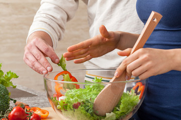 Mixing salad