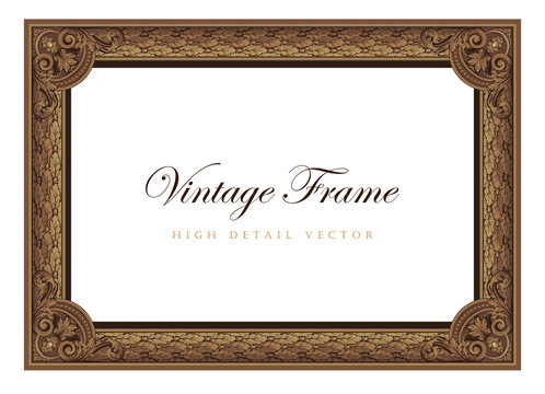 Vintage floral picture frame. Flourish design certificate border