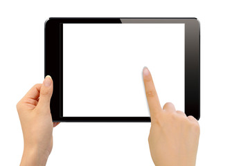 タブレットと女性の手