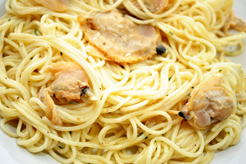 Clam Scampi on Spaghetti