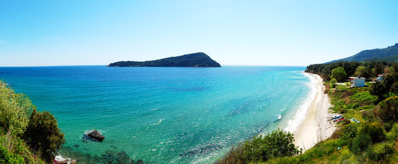 Panorama of the beach, Thassos island, Greece