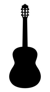 Acoustic guitar. Vector silhouette on a white background.