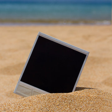 instant photo on a beach