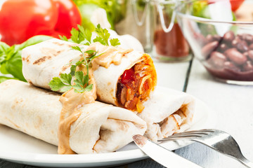 Mexican burritos on a plate
