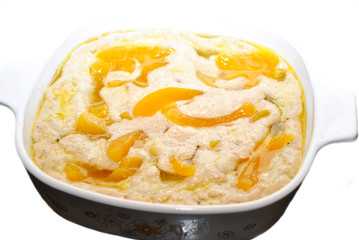 Peach Cobbler Ready to Be Baked in the Oven