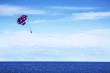 Colorful balloon over the sea in Benidorm, Spain