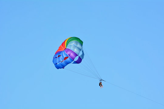 A summer sport - parasailing and boat