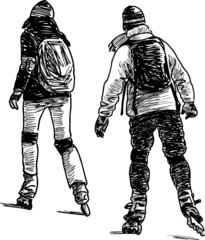 people rollerblading