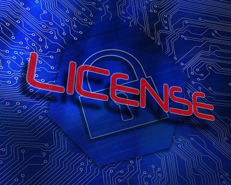 License against lock graphic on blue background
