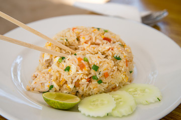 Thai   rice with eggs and chicken