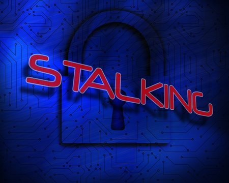 Stalking against lock on digital background