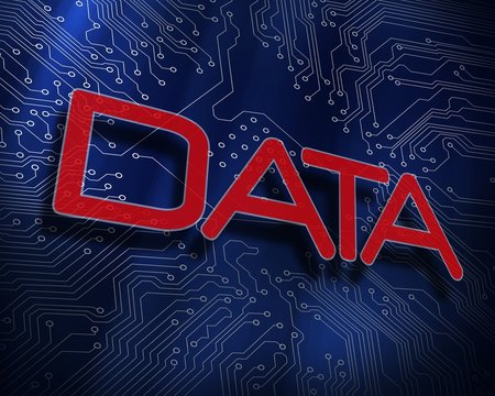 Data against blue technology background