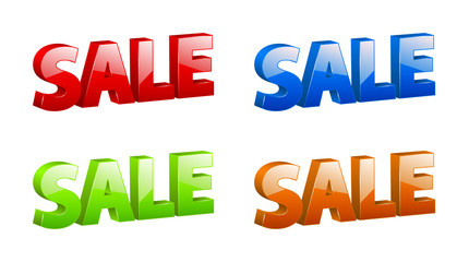 vector 3D color sale signs
