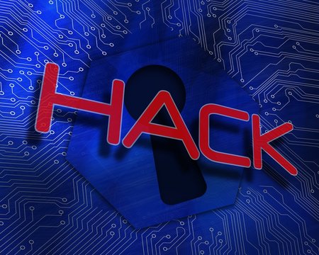 Hack against keyhole graphic on blue background