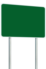Blank Green Signboard Road Sign Isolated, Large Copy Space