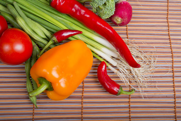 composition of various vegetables on a mat