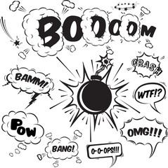 Comic speech bubbles design elements collection