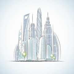 Eco green buildings icons