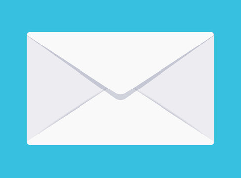 Vector flat envelope icon on blue background.
