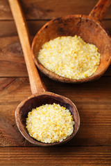 citron lemon salt in rustic  wooden spoons