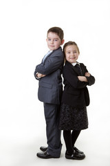 young kid dressed up as a business person