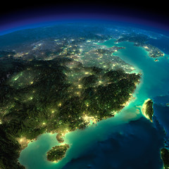 Fototapeta na wymiar Night Earth. Eastern China and Taiwan