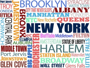 Collage with various words with New York © Balint Radu