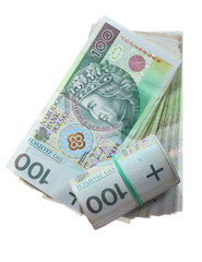 Obraz na płótnie Canvas Money and savings. Stack of 100's polish zloty banknotes