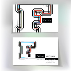 Business card design with letter F